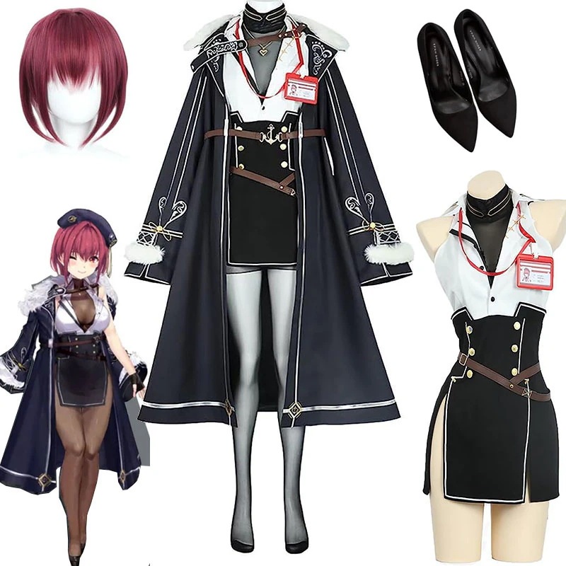 大人気バーチャルYouTuber ホロライブ 宝鐘マリン ほうしょうまりん 社長服 海賊 船長 ウィッグ 靴 追加可 制服 ハロウィン クリスマス 学園祭 文化祭 演出服 コスチューム