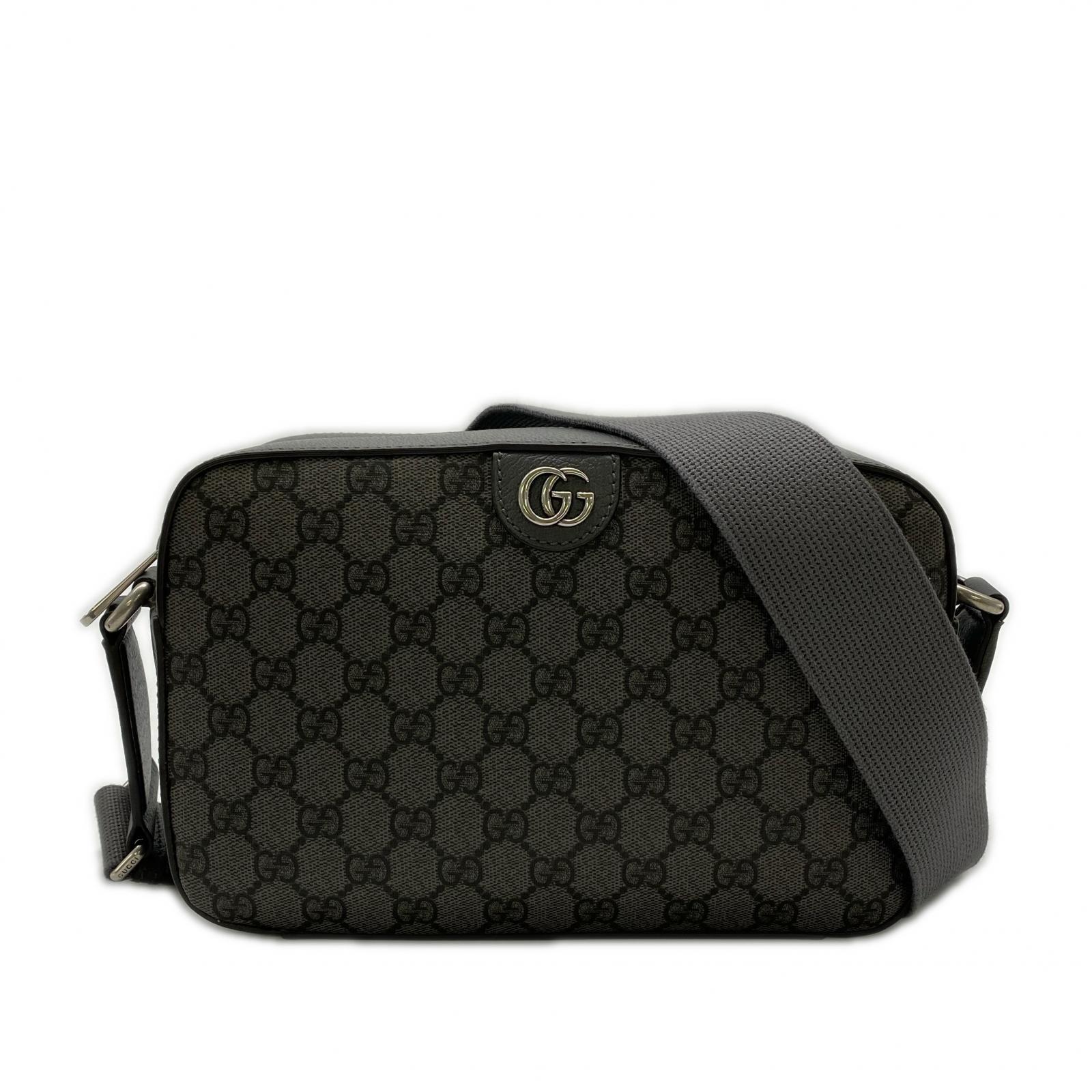 3日以内返品可 極美品 ショルダーバッグ GGスプリーム ショルダーバッグ 767190 グレー キャンバス レディース