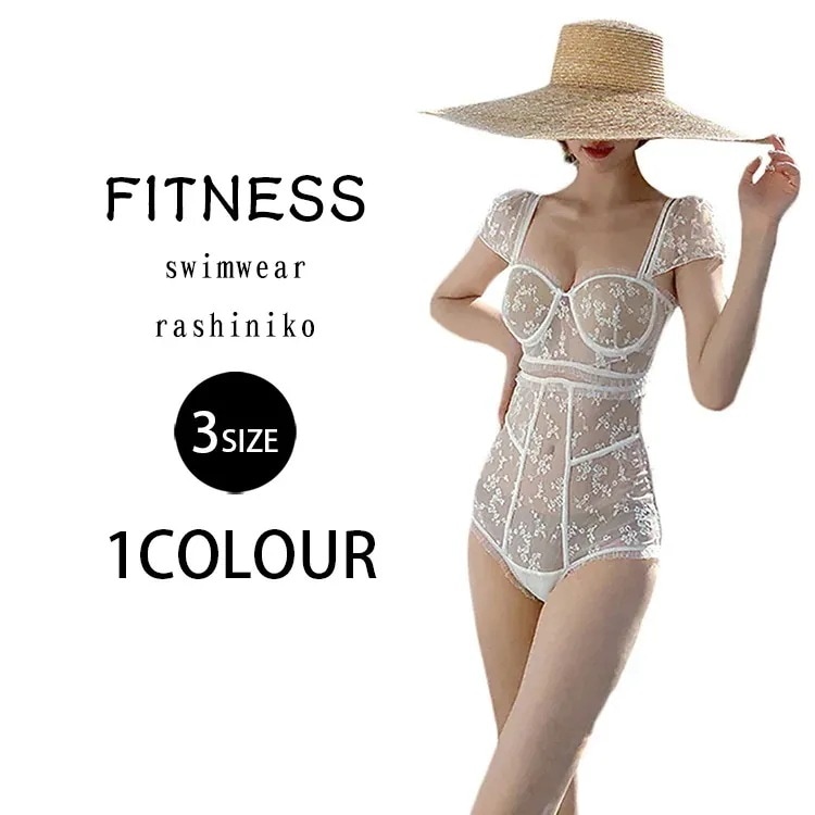 水着 ビキニ レディース ワンピース セクシー 盛れる 溢れる 透け感 レース オールインワン バックシャン フィットネス 細見え 三角 水泳服 カバーアップ 温泉 パッド付き ビーチ プール ハイウ