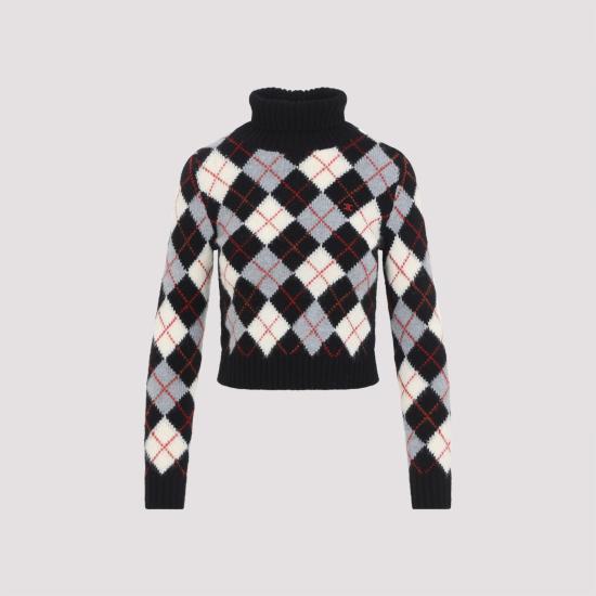 CELINE Women Sweater RY0M30V32 38WG BLACK WHITE GREY