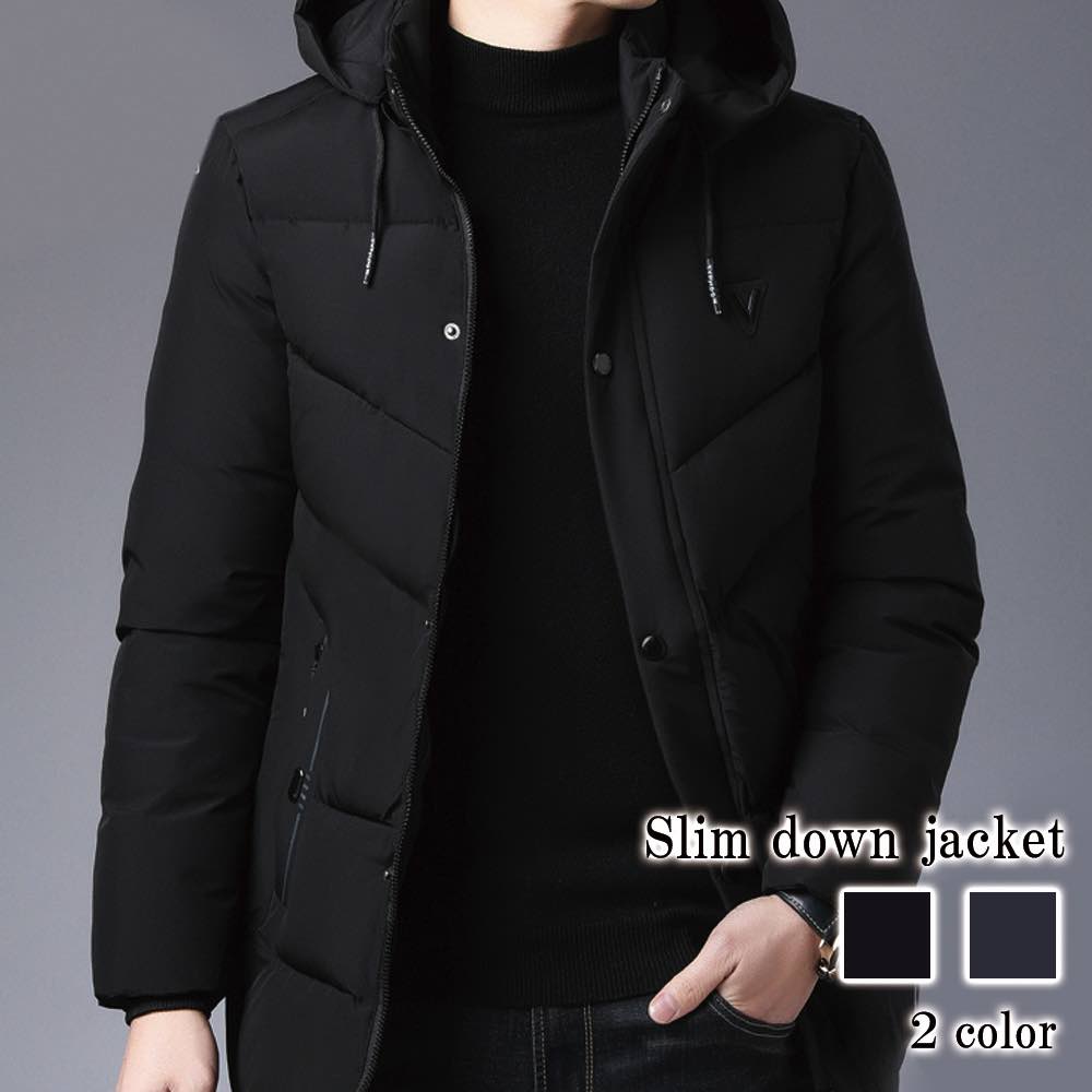 ダウンジャケット メンズ スリムダウンジャケット 人気 高級 大きいサイズ 春 軽量 フード 細身 ダウン 40代 スリム 黒 冬 光沢 暖かい コスパ コート 秋 アウター おすすめ 白 中綿 ブラ