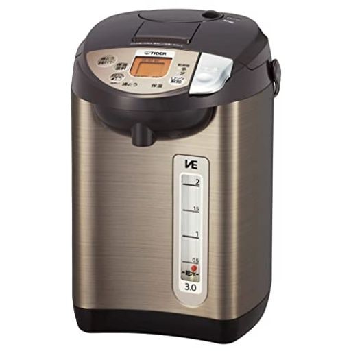タイガー魔法瓶(TIGER) 電気ポット 蒸気レス 節電VE保温 7つの安心・安全構造 とく子さん 3.0L ブラウン PIW-A300T