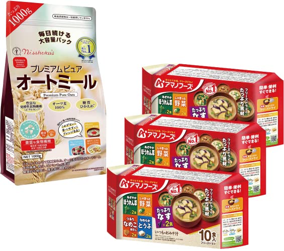 [Amazon.co.jp限定] カチプラ 日食 プレミアム ピュアオートミール & アマノフーズ いつものおみそ汁 バラエティセット