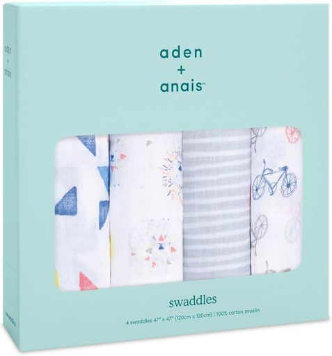 おくるみ ガーゼ ベビー 【 日本正規品 ADEN + ANAIS おくるみ 4枚 セット LEADER OF THE PACK モスリンコットン 100%使用 】 120 × 120CM エイデンア