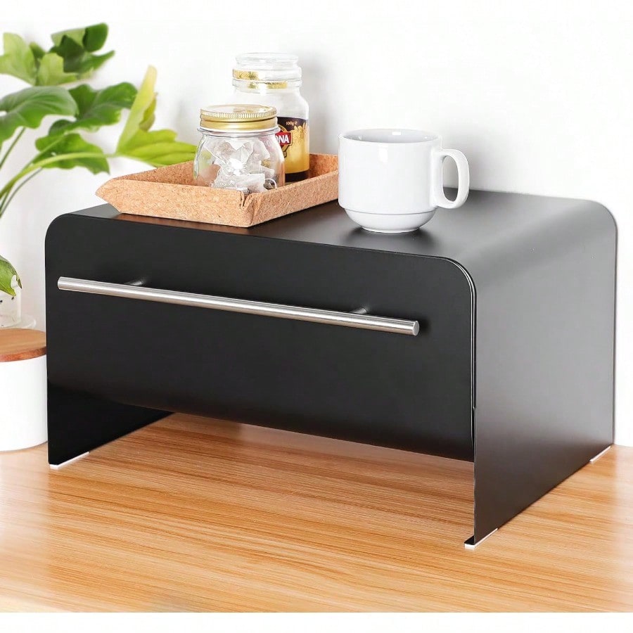 引き出し式ブラック大容量小物収納幅約17.5インチ×奥行き約12.5インチ×高さ約9.5インチスタイリッシュでシンプルパン箱隠し収納すっきり整理されたキッチン