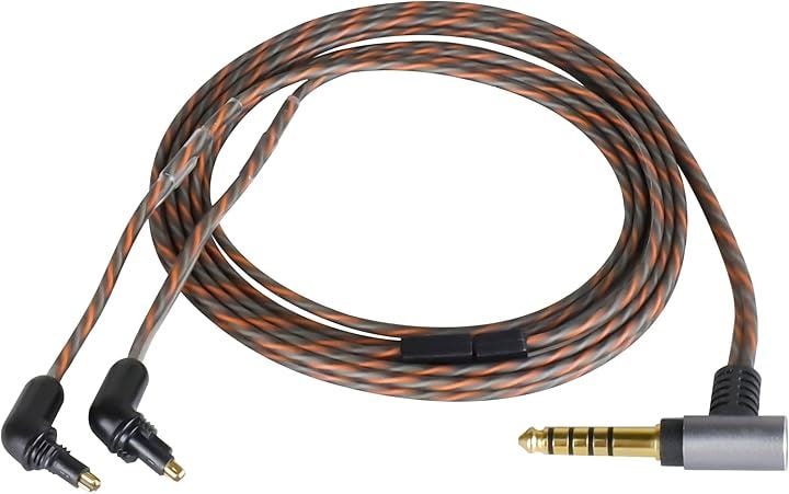 EXK リケーブル EX1000 イヤホンケーブル 交換用ケーブル 銀メッキ単結晶銅 4芯 MDR-EX1000EX600EX800などに適合する L型( 4.4mm)