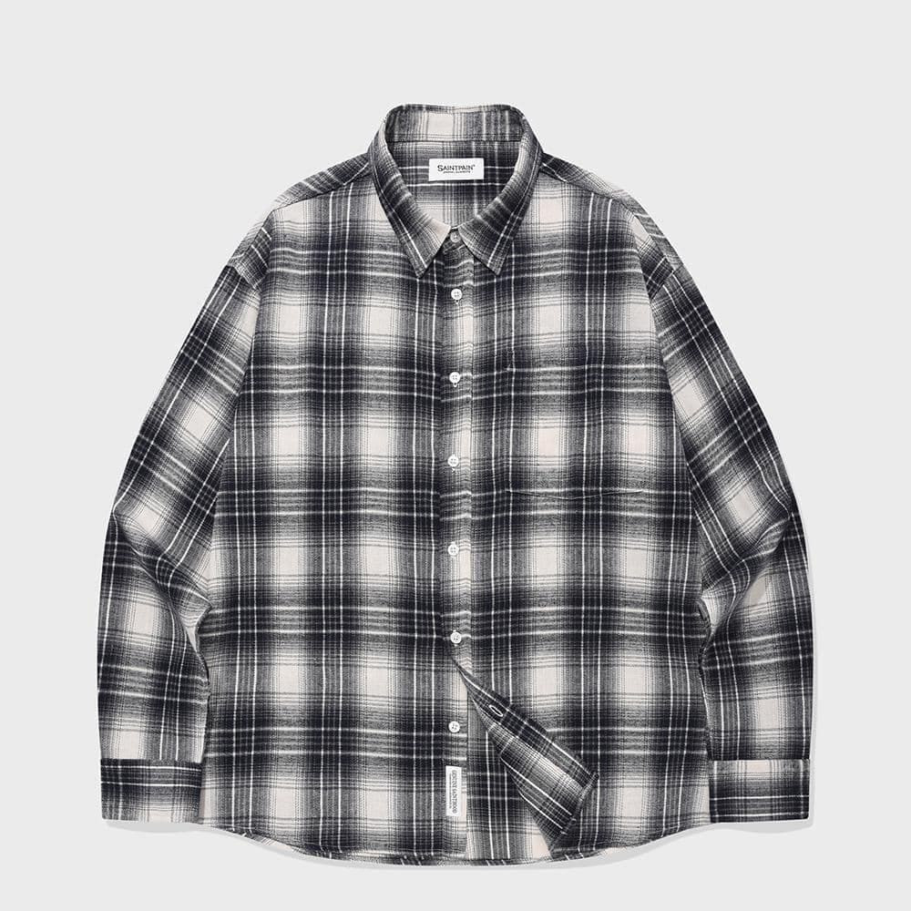 SP POCKET GLEN CHECKED OVERFIT SHIRT-BLUE