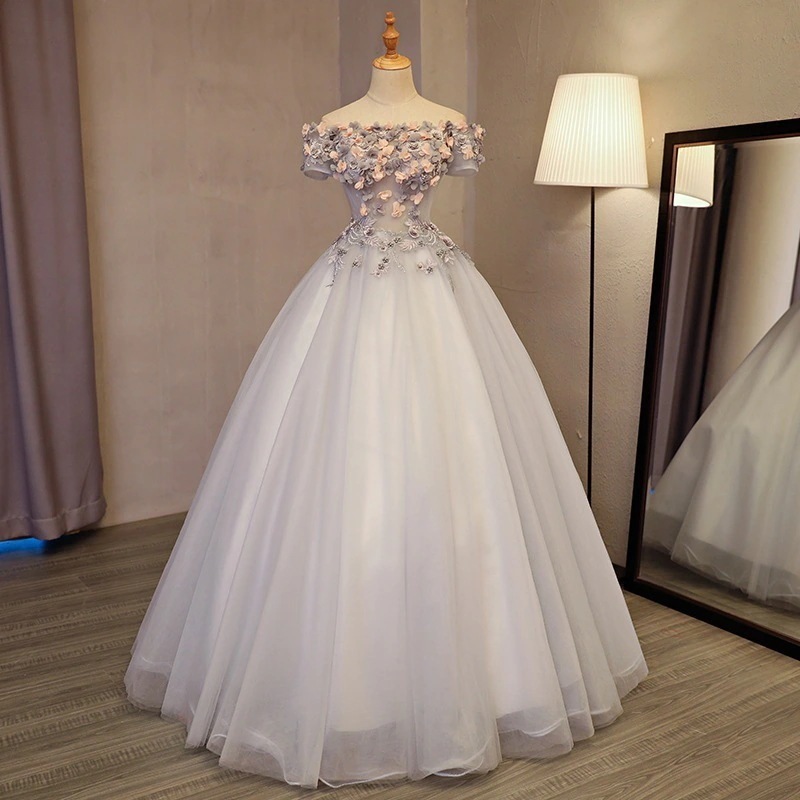 ドレス 二次会　演奏会　発表会　結婚式 ハンドメイド フラワー ワンピース ボートネック ワンピースレディース 切り替え ドレス ロングワンピース ワンピース ワンピース 結婚式 ドレス サ1 202