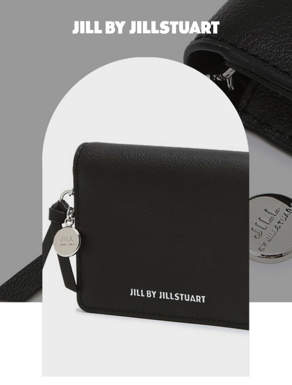 ロゴプリント 牛革 二つ折り財布/天然牛革