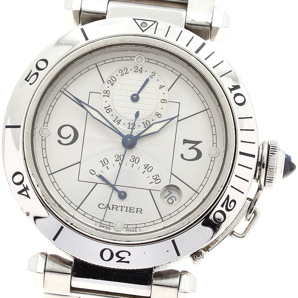 カルティエ CARTIER W31037H3 パシャ38ｍｍ GMT パワーリザーブ 自動巻き メンズ _885072【中古】