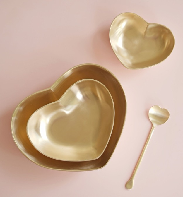韓国伝統手工芸品　鍮器（ユギ）ハートボウル 小