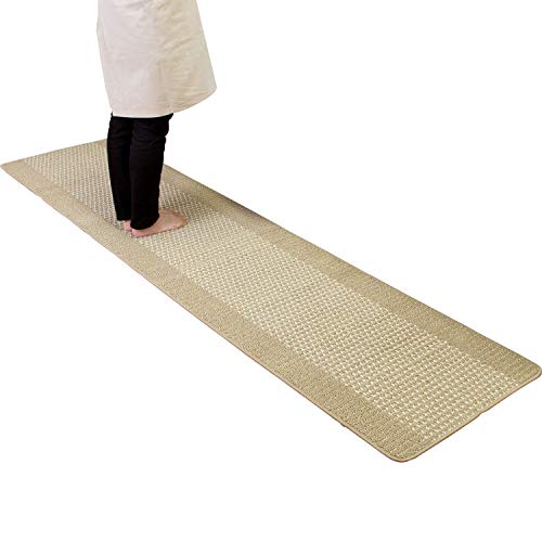 オカ 優踏生 洗いやすいキッチンマット ベージュ 約60cm252cm (洗える システムキッチン 日本製 252 60 滑り止め)