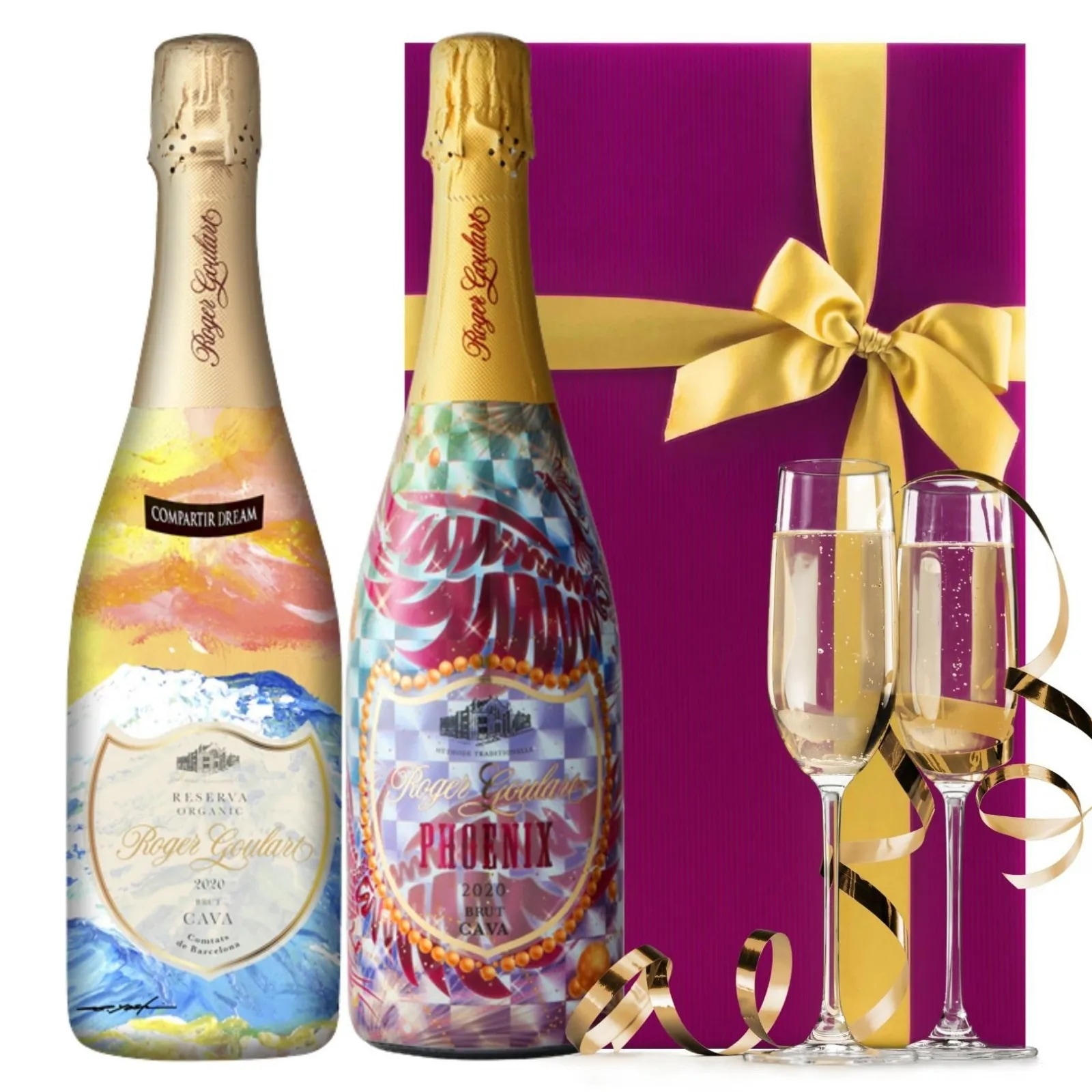 [ワインギフト] ロジャーグラート カバ デザインボトル 飲み比べセット ギフト箱入り [ラッピング付] カヴァ スパークリングワイン