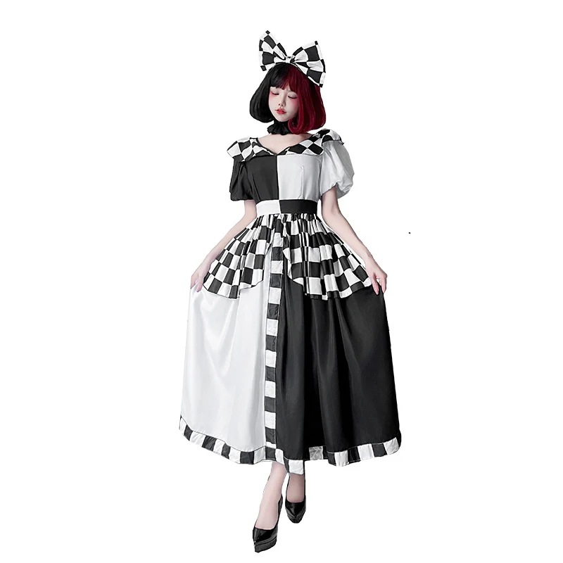 万聖節 コスプレ ハロウィン ハロウィン衣装ミッキー黒白チェッククイーン衣装パフォーマンス衣装アリスコスプレメイドピエロプリンセスドレス