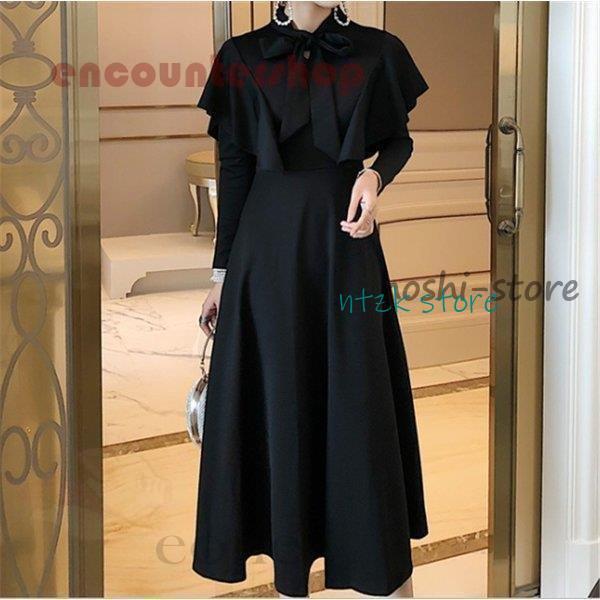 短納期 ワンピース レディース フレア きれいめ フォーマルワンピース 結婚式 ロングワンピース ドレス 長袖 Aラインワンピース パーティードレス 上品 入学式