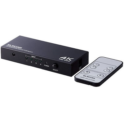 他サイト： HDMI切替器 4K60P対応 4ポート 4入力1出力 専用リモコン付き DH-SW4KP41BKの商品画像