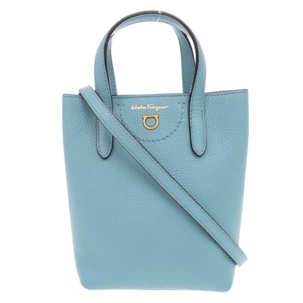 美品 サルヴァトーレフェラガモ 2WAY ガンチーニ GU-220024 ショルダーバッグ レザー ブルー 0494【中古】Salvatore Ferragamo レディース