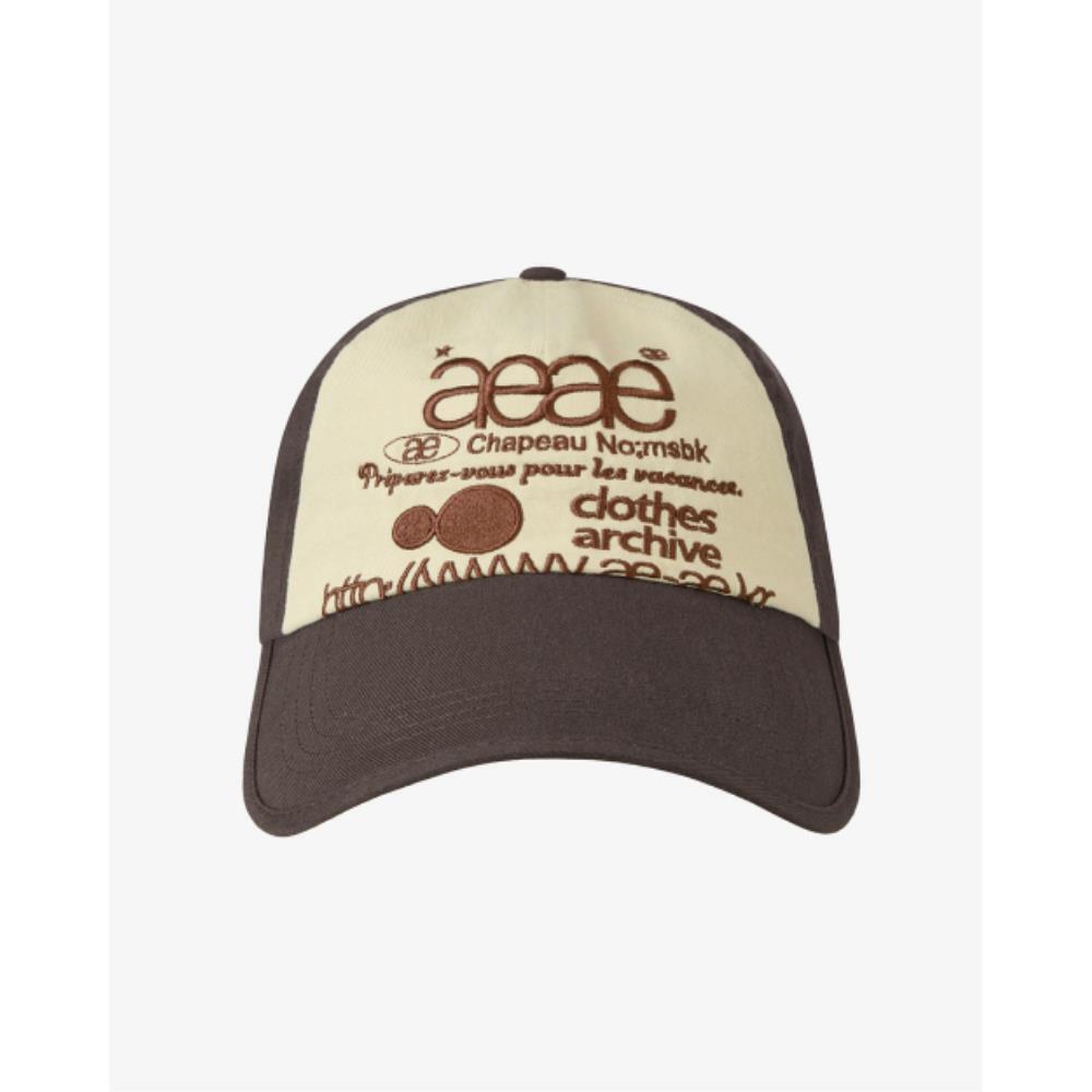 AEAE WEB LOGO 5 PANNEL BALL CAP BROWNIVORY AE45SUCA004BI