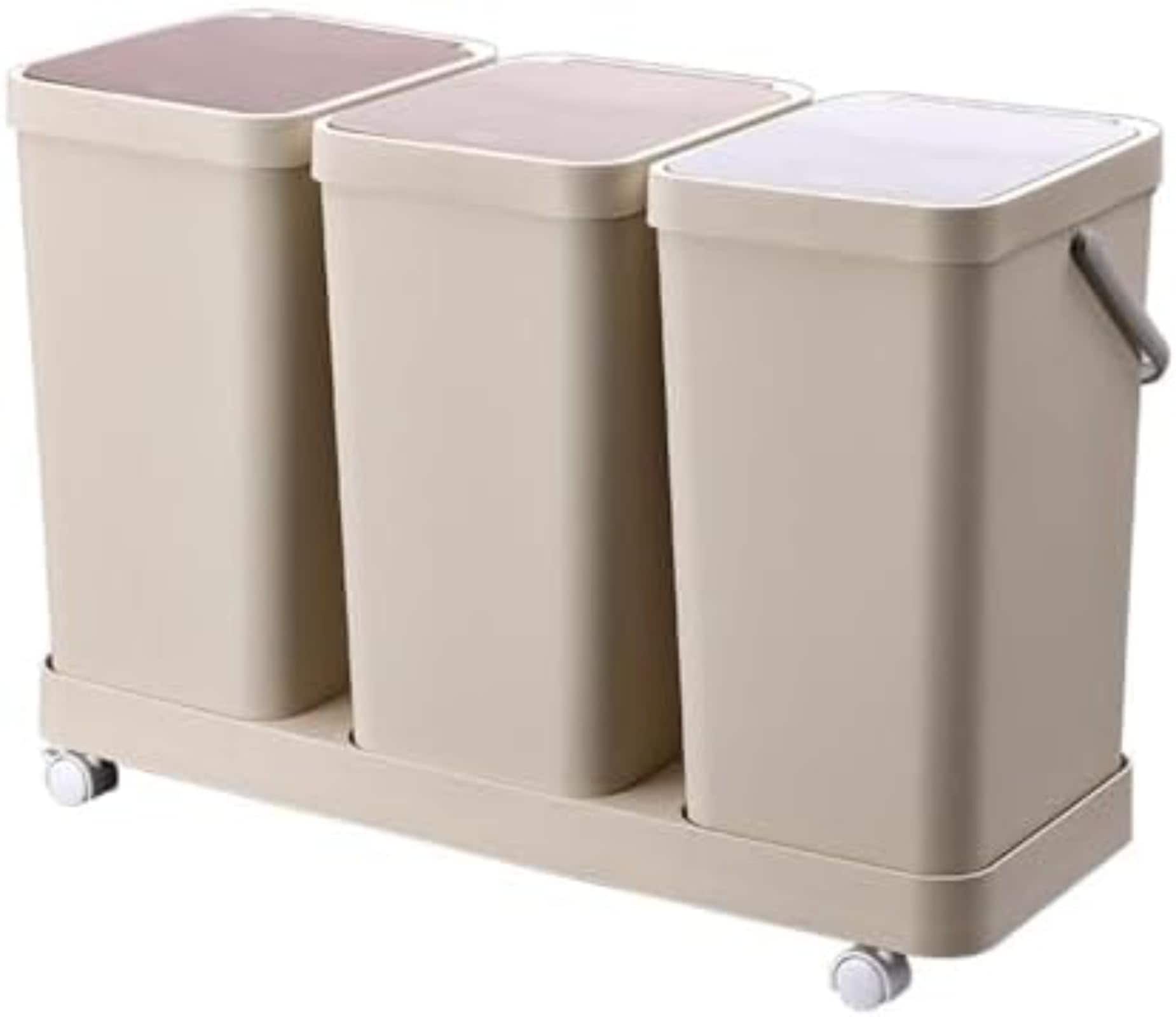 ゴミ箱 分別 ふた付き ダストボックス 分別 スリム キャスター付き おしゃれ 密閉 防臭 キッチン 大容量 袋見えない 取り外し可能 縦型 ワゴン プラスチック 3連 ふた付き 垃圾桶 自宅 リビン