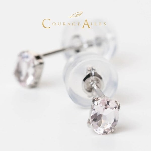 Courage Ailes EDA-1470MR ピアス (4月誕生石 モルガナイト 天然石 カラーストーン Pt900 プラチナ ペンダント結婚祝い 記念日 誕生日 華奢 贈り物 シンプル 4本爪)
