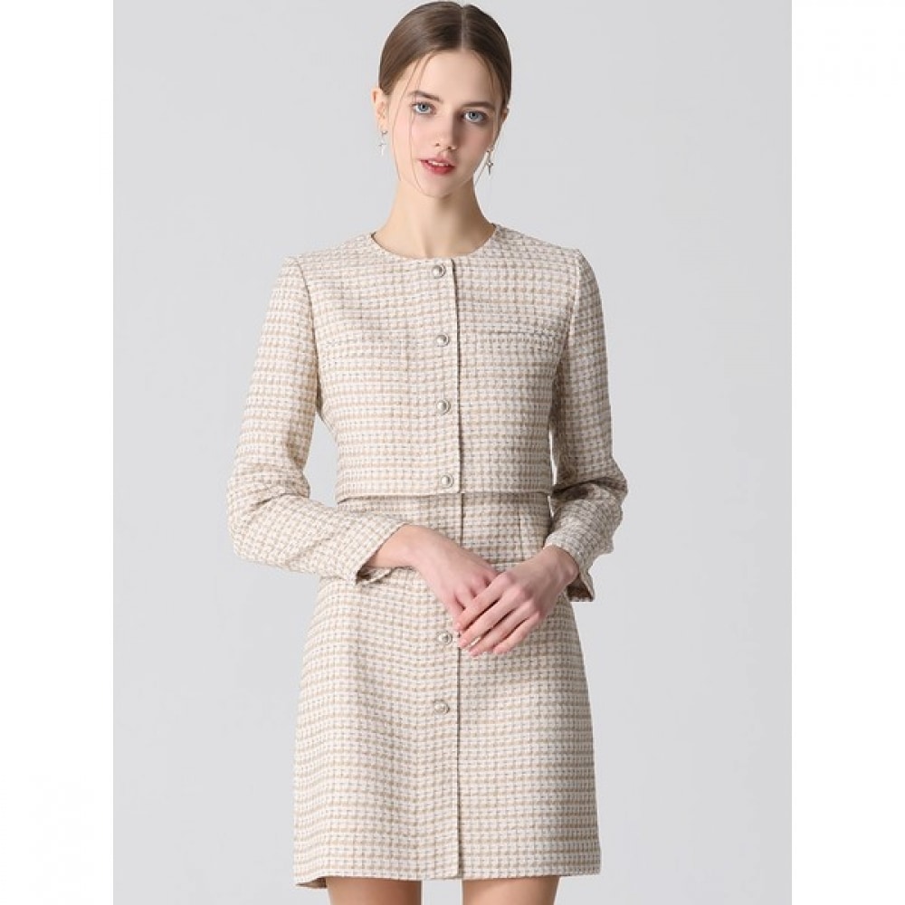 [リスト] プレミアムレイヤードボタンツイードウールワンピース (株価:428,000ウォン)