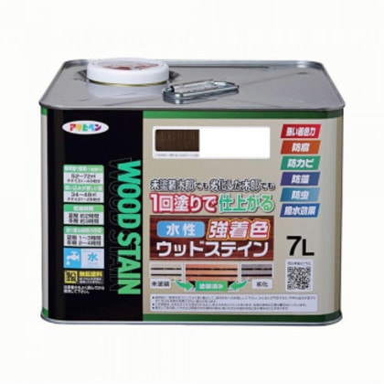 アサヒペン 木部塗料 水性強着色ウッドステイン 7L ダークオーク 防カビ 防虫 防藻 撥水