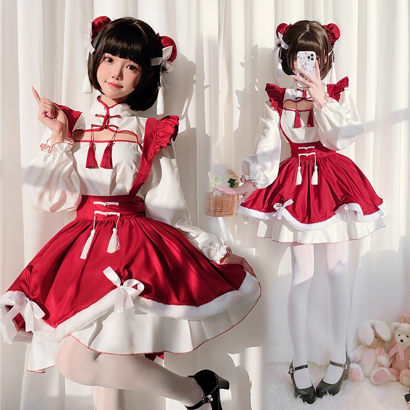 コスプレイヤーeスポーツガール中国風チャイナドレスロリータスカートコスプレ日本のロリータアニメメイド服