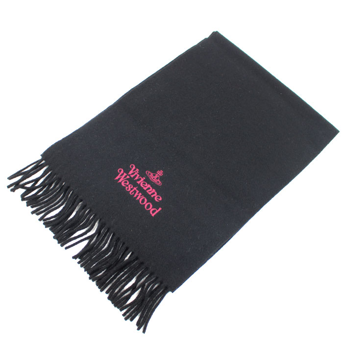 Vivienne Westwood ヴィヴィアンウエストウッド オーブ フリンジ マフラー ブラック 81030007W00Q7 レディース 中古 美品