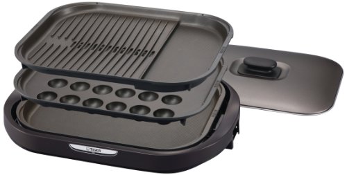 タイガー魔法瓶(TIGER) ホットプレート3枚セット 平面たこ焼き 蓋付き ブラウン CRC-A3