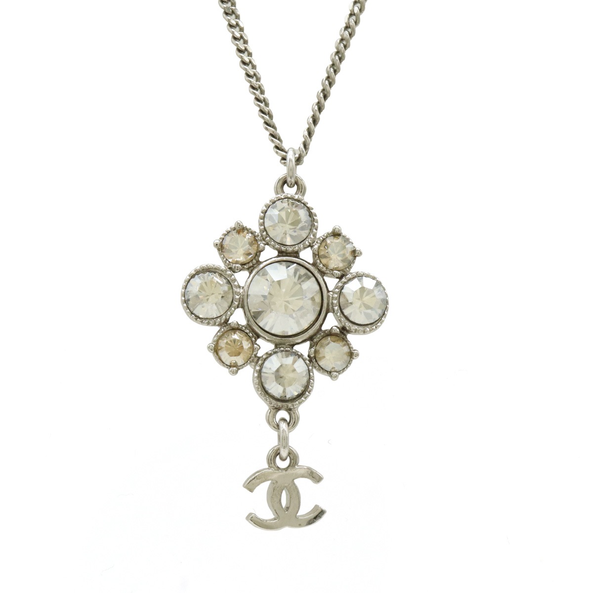 ココマーク ラインストーン ネックレス ペンダント メタル シルバー 10