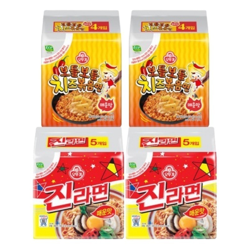 チーズ炒め麺 ふわふわ チーズ炒め麺 辛口 (130gX8個) + ジンラーメン (120gX10個)