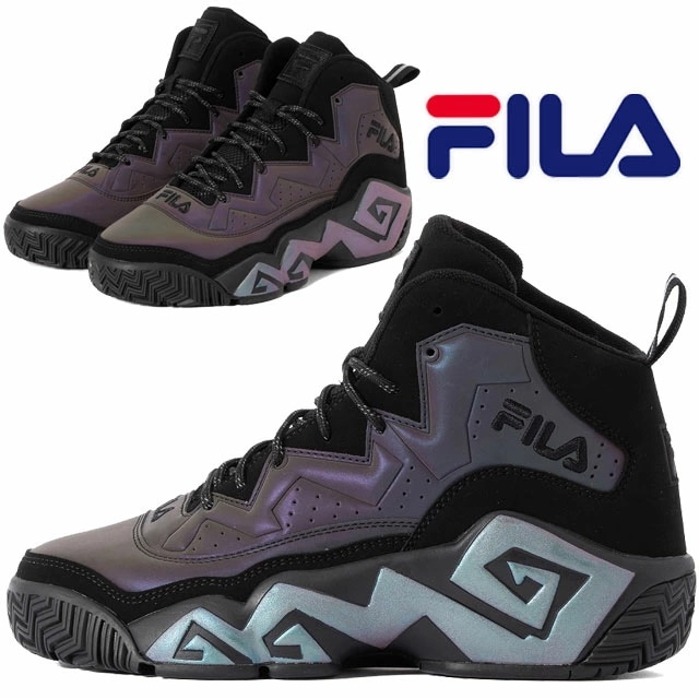 フィラ スニーカー メンズ 厚底 靴 MB 黒 バスケットボールシューズ レディース バッシュ ブラック/リフレクト ハイカット ダッドシューズ FILA MFW24020 057
