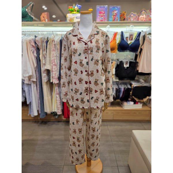 バーバリーポリ起毛クマプリント女性パジャマ WP8877A