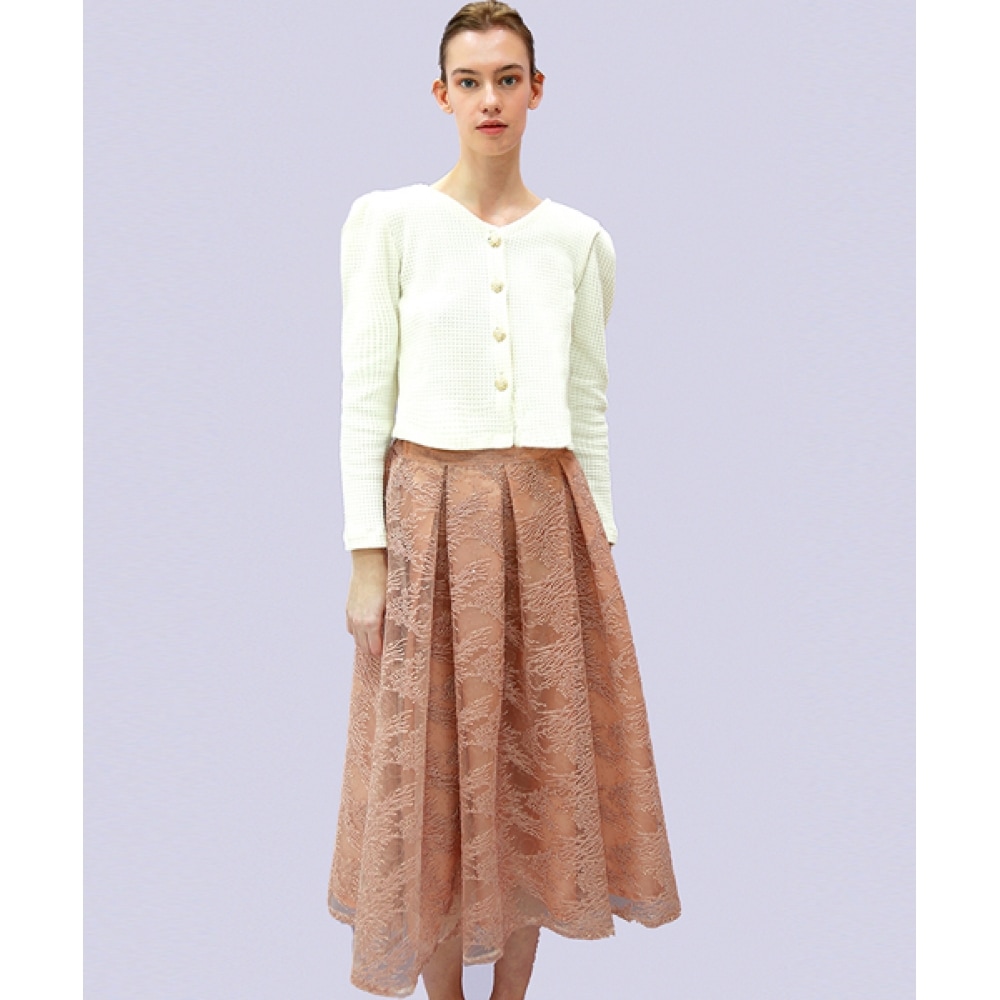 DAMAGE MNEMONICビーディングピンタックローズブラウンスカート_ Beading Rose Brown SK 28,244円