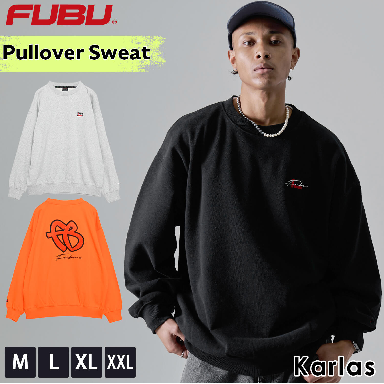 FUBU スウェット メンズ レディース 長袖 綿100% 裏毛 プルオーバー クルーネック トレーナー トップス ブランド 秋 冬 ロゴ XL XXL オーバーサイズ アメカジ ユニセックス