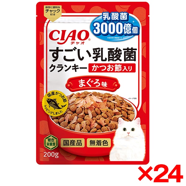 24個セット CIAO すごい乳酸菌クランキー かつお節入り まぐろ味 200g
