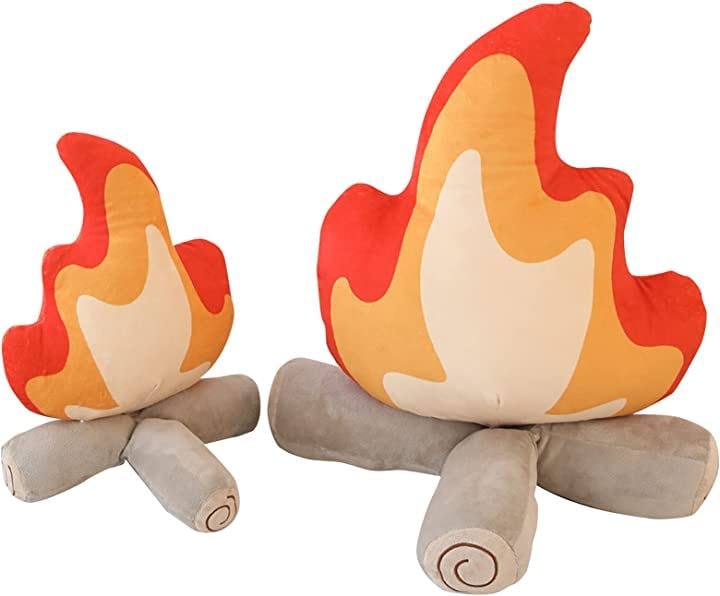 焚き火 クッション たき火 ぬいぐるみ 30 45cm 面白い グッズ 癒し キャンプ インテリア 飾り( 大小2個セット)