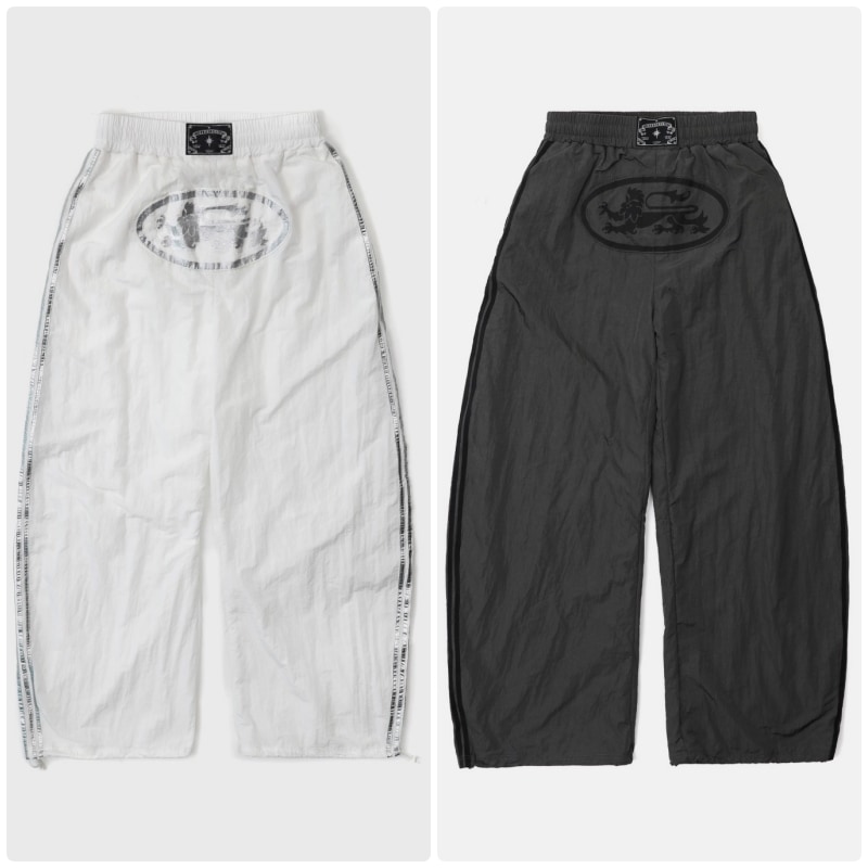 【BADBLOOD】 DARK BILLY NYLON CURVED TRACK PANTS : 2COLORS