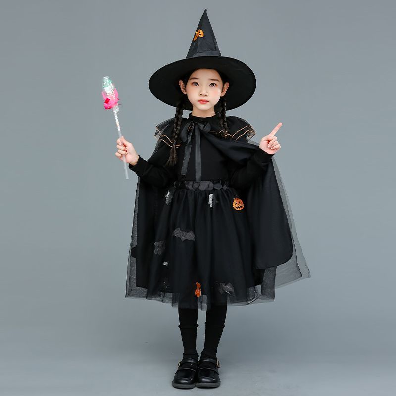 ハロウィーン子供服カボチャ服マントキャノピーキャンパスキラキラ漫画コスプレ魔女セット