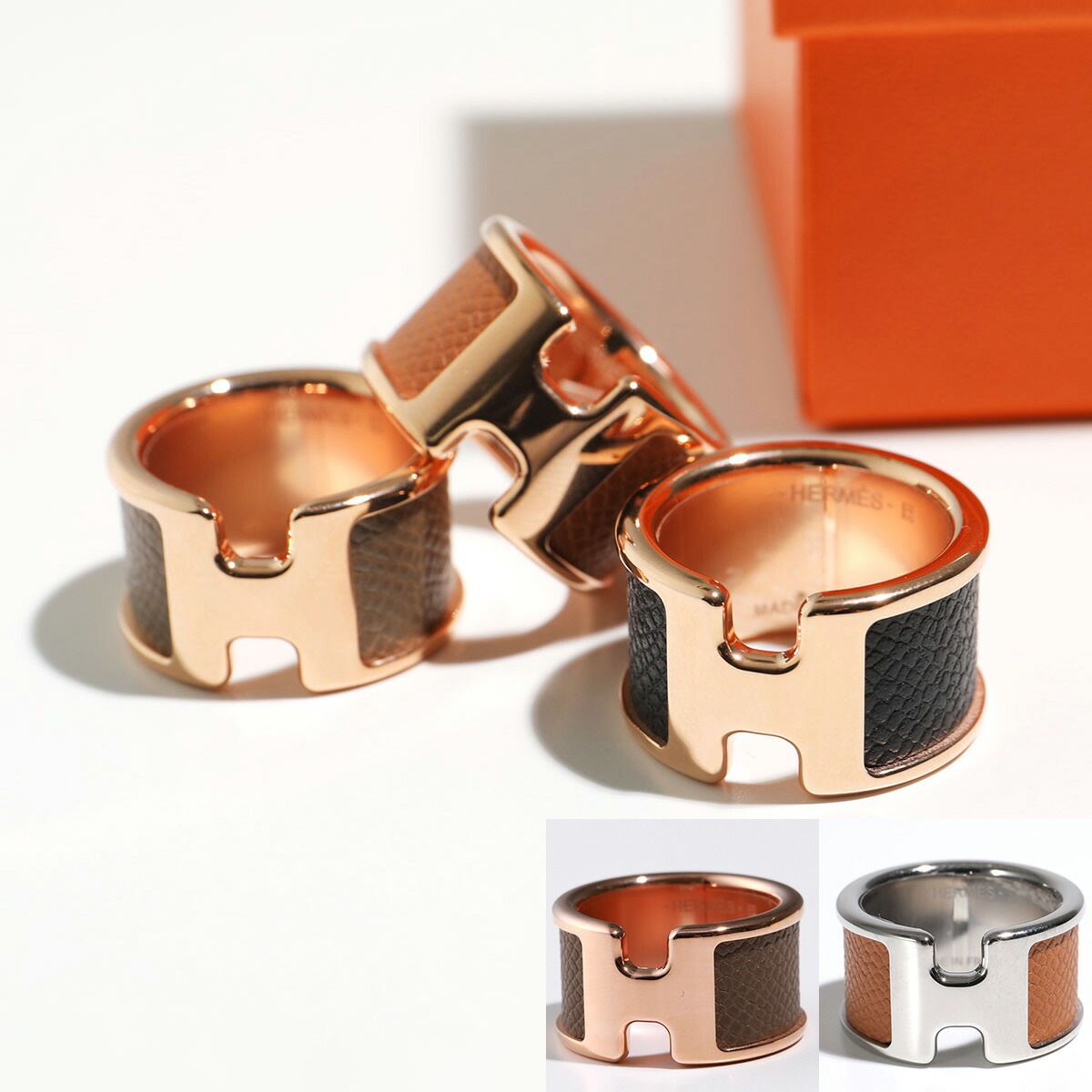 HERMES エルメス リング オランプ Olympe GM H500059FD エプソン レディース レザー メタル Hロゴカット 指輪 カラー5色