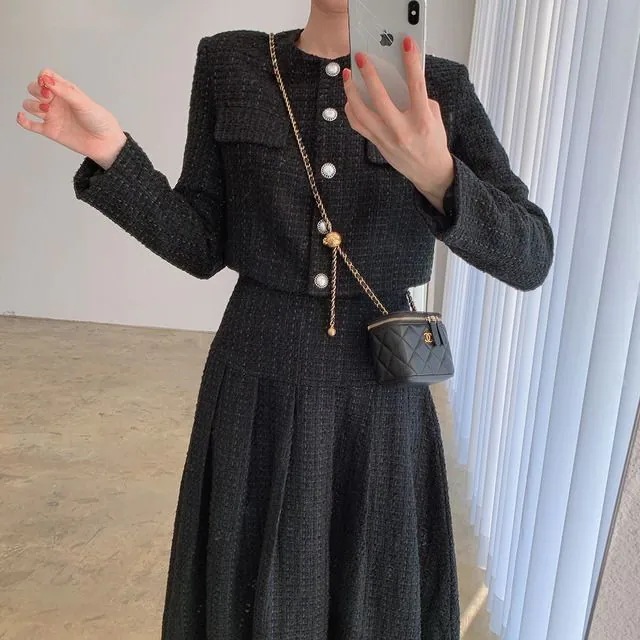 2color レディース アウター ジャケット ツイードジャケット ショート丈 ノーカラー