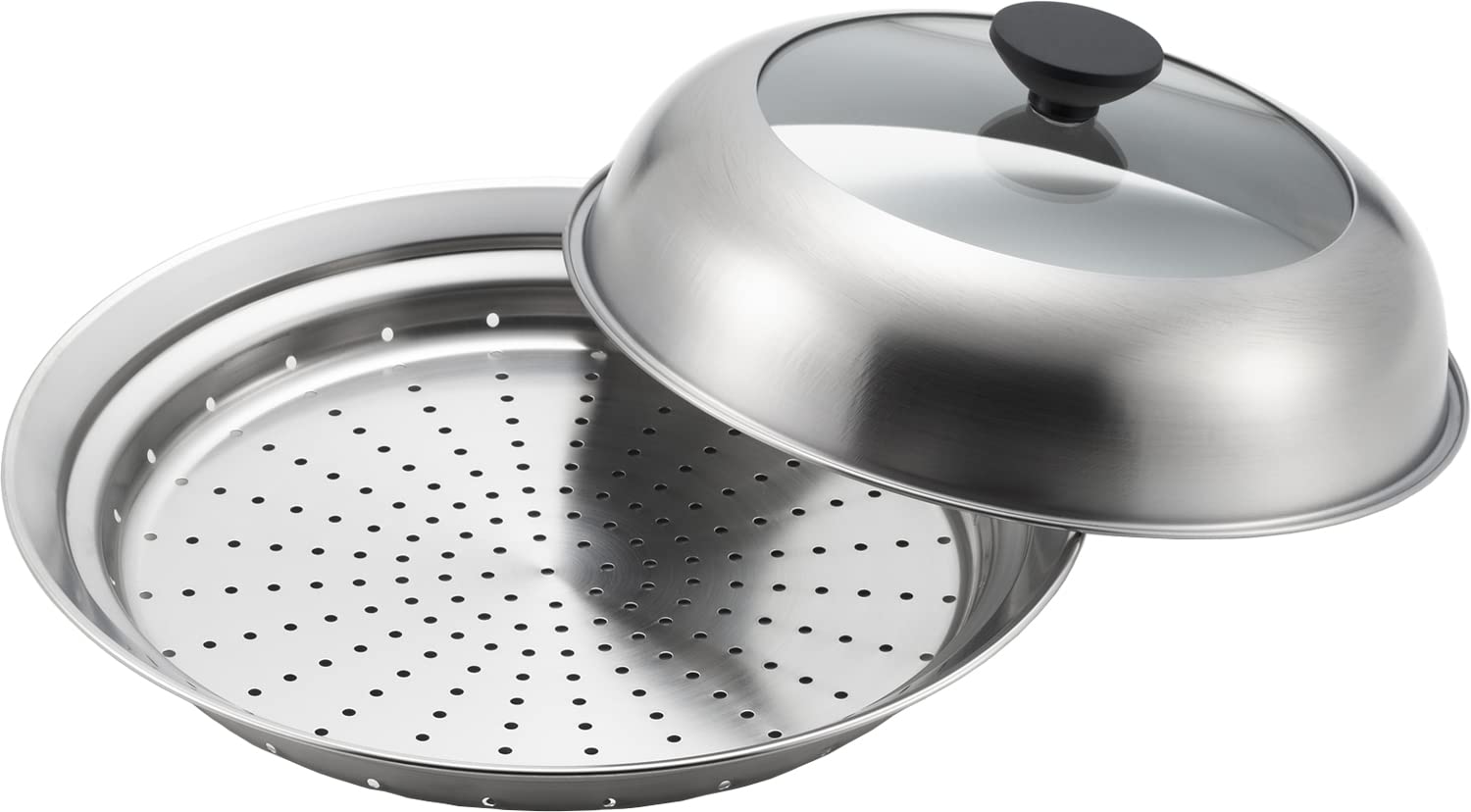 ヨシカワ 見える！フライパン用蒸し器 24～26cm用 ガラス蓋付き 蒸しプレート フライパンにのせるだけ ステンレス 蒸し料理 燕三条 日本製 YJ3212