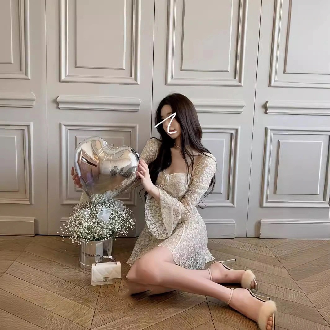 フレンチの優しいレースのドレス セクシー パーティー ワンピース おしゃれ 5韓系 イブニングドレス パーティードレス 誕生日