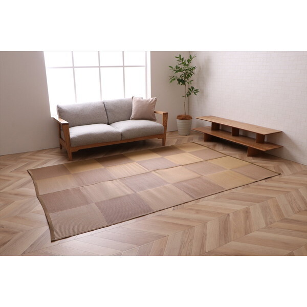 1090270001202 洗える ござ 日本製 国産 カーペット 丈夫 除菌スプレー対応 敷詰 ラグ 敷物 ナチュラルスタイル レジャー ブラウン 江戸間6畳(約261×352cm) メーカー直送