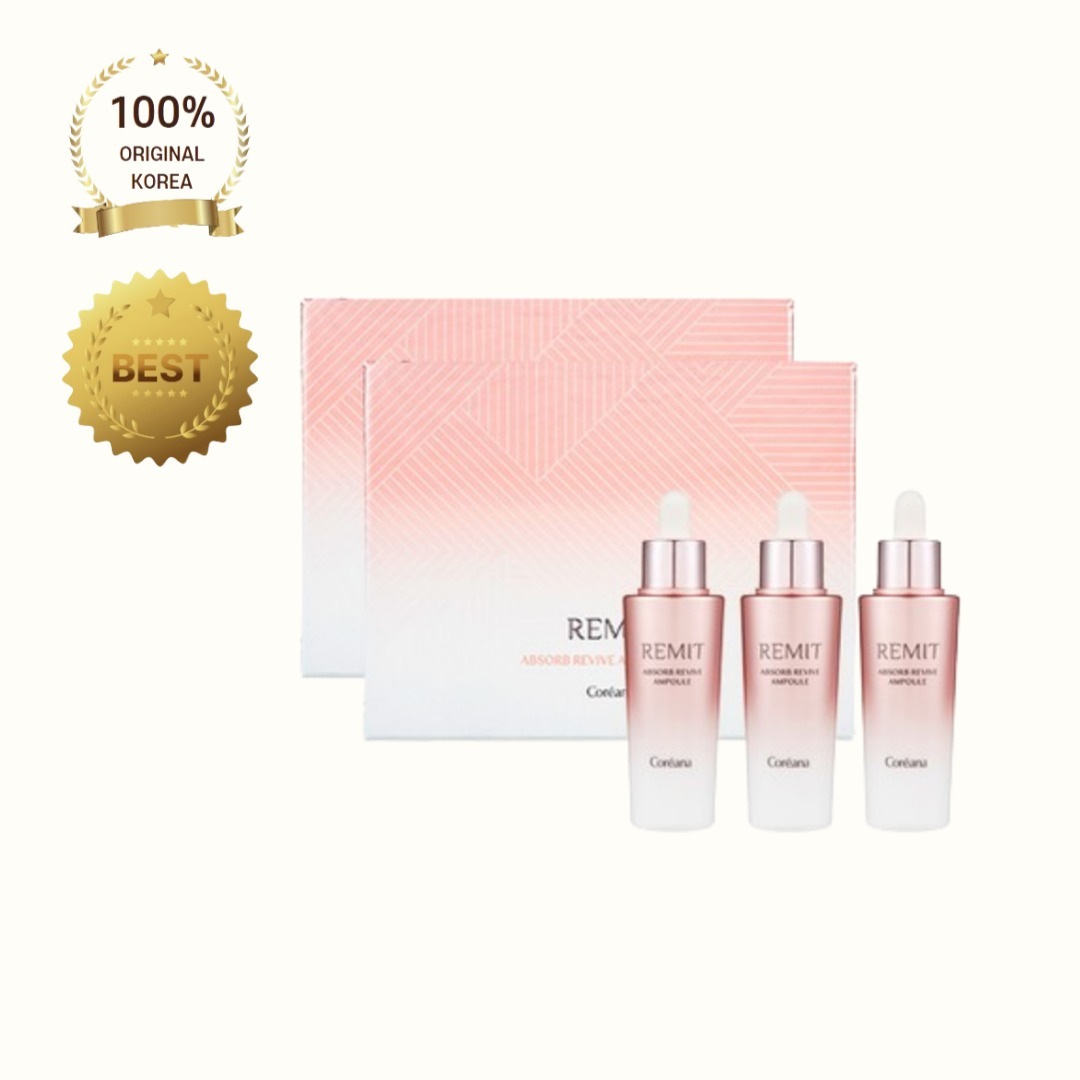 [正品]Cor*ana [1+1]レミットアブソーブリバイブアンプル 37ml×3個セット (お肌のシミを見えにくくカバーします/肌を守りながらふっくらハリ肌へ機能性) アンプル, 韓国製, 高保湿,