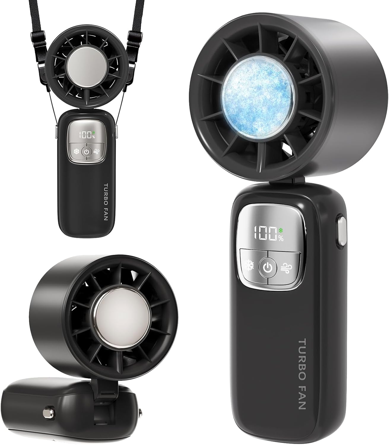 携帯扇風機 折り畳み式 冷却プレート付き 5段階風量調節 Type-C充電式 13時間駆動 首掛け卓上手持ち対応 軽量静音