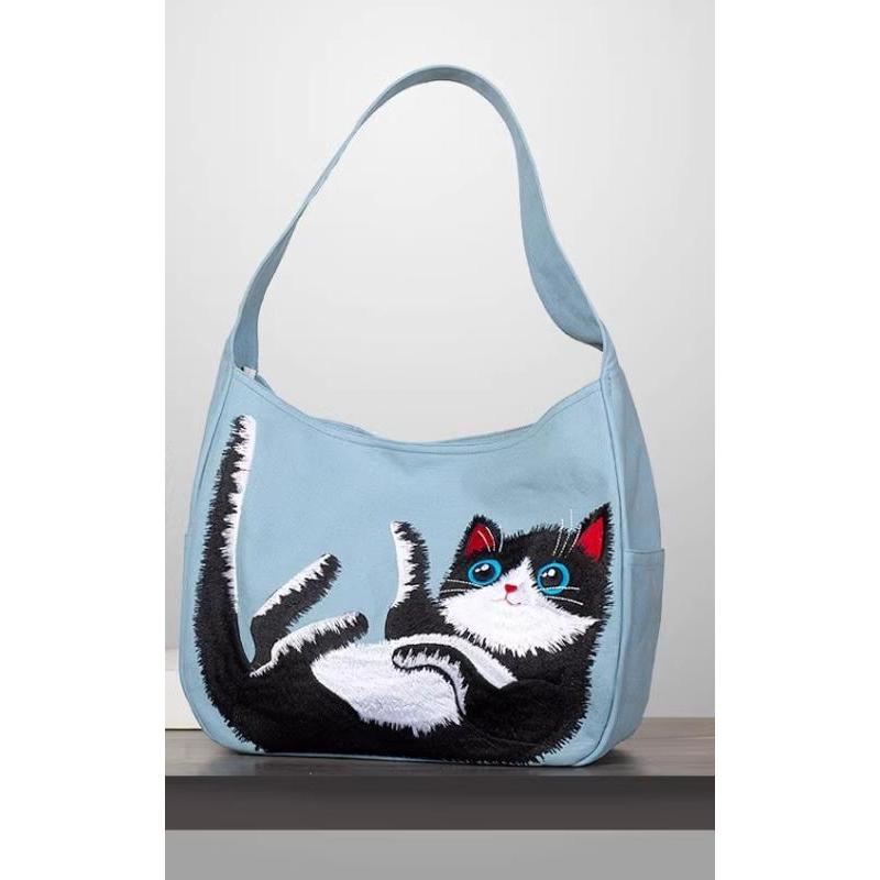 バッグ レディース 中国風 綿麻 キャンバス トート ショルダー 手提げ カバン 大容量 刺繍 母の日 プレゼント 個性的 カジュアル かわいい 青