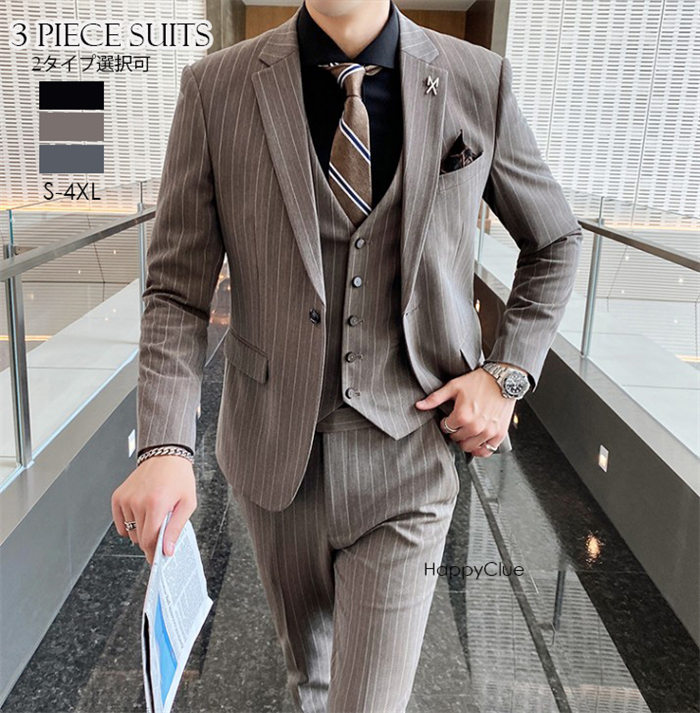 スリーピース メンズ タキシード 紳士服 礼服 メンズスーツ ダブルスーツ 一つボタン 2タイプ 発表会 結婚式 おしゃれ ストライプ パンツスーツ 上品 フォーマル ビジネス リクルート オフィス