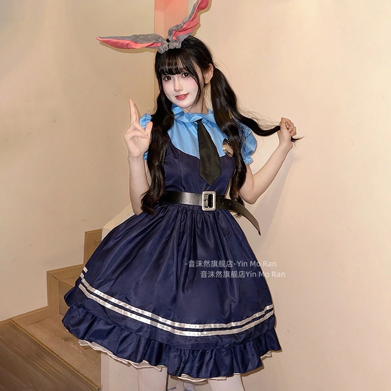 正規品アニメ狂った動物城朱迪cos服 アニメコスチュームウサギ警官ワンピースコスプレ服装