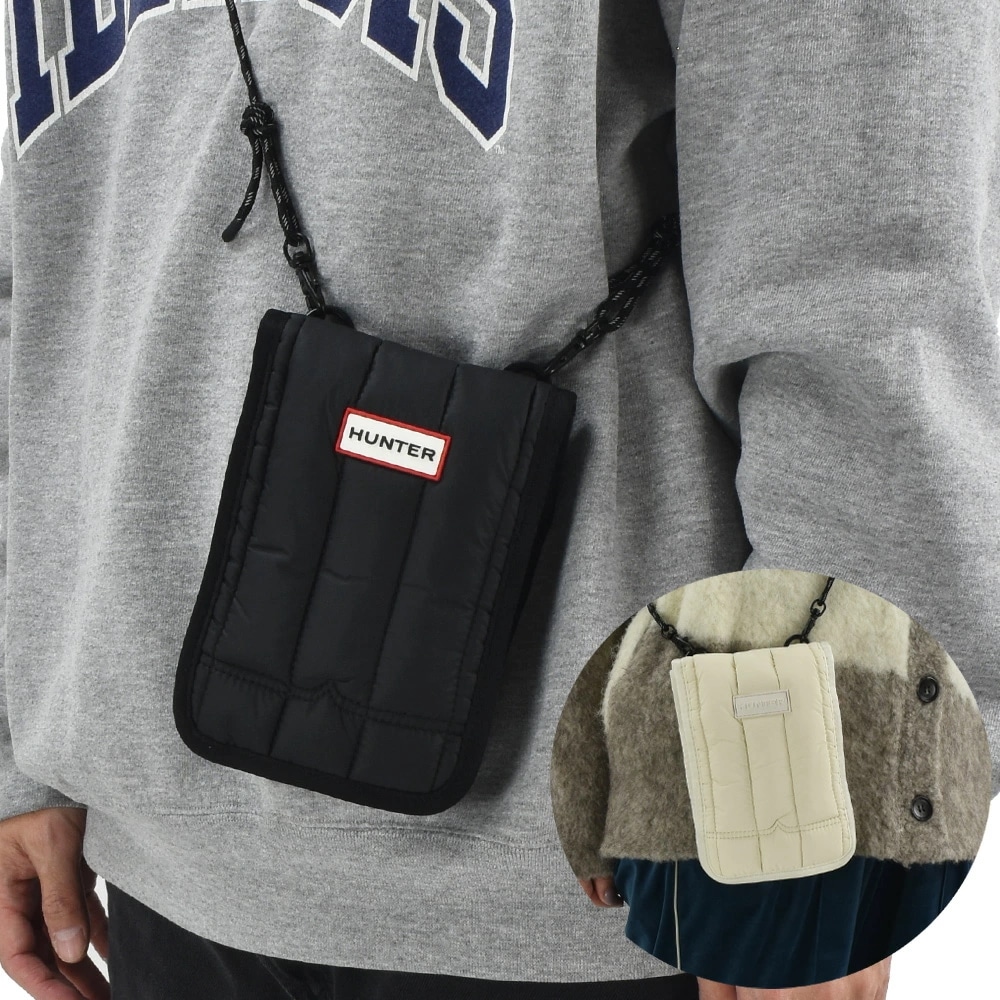 ハンター ポーチ メンズ レディース スマホポーチ パファーフォーンポーチ ショルダーバッグ ブラック ホワイト 黒 白 INTREPID PUFFER PHONE POUCH